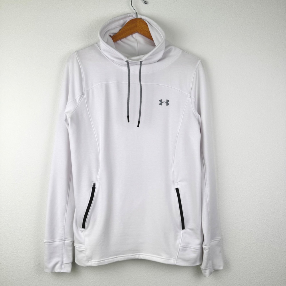 Under Armour Hoodie Womens Large White Excellent Athleisure Storm 1293020